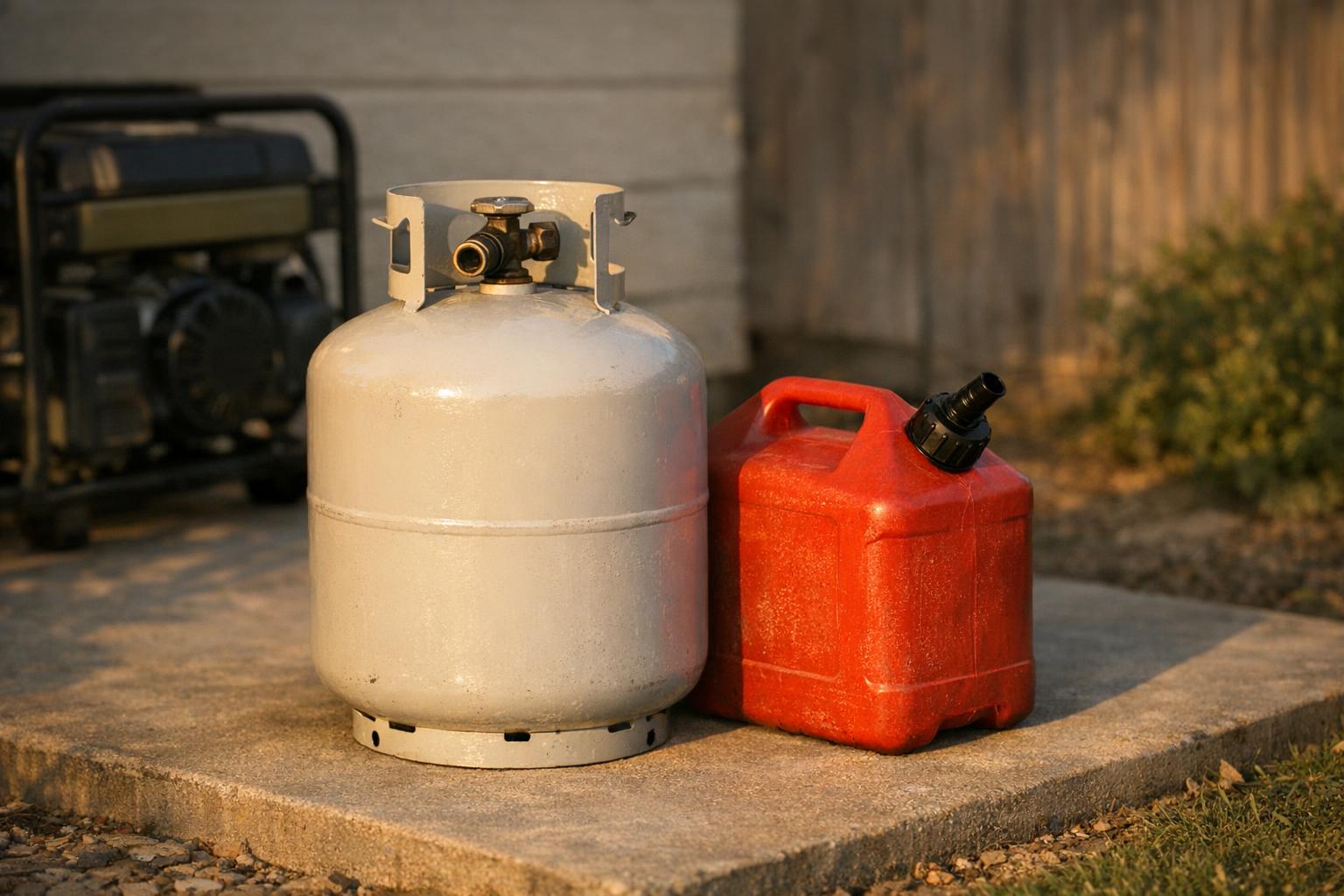 Stored fuel is the real backup plan. AI-generated editorial illustration.