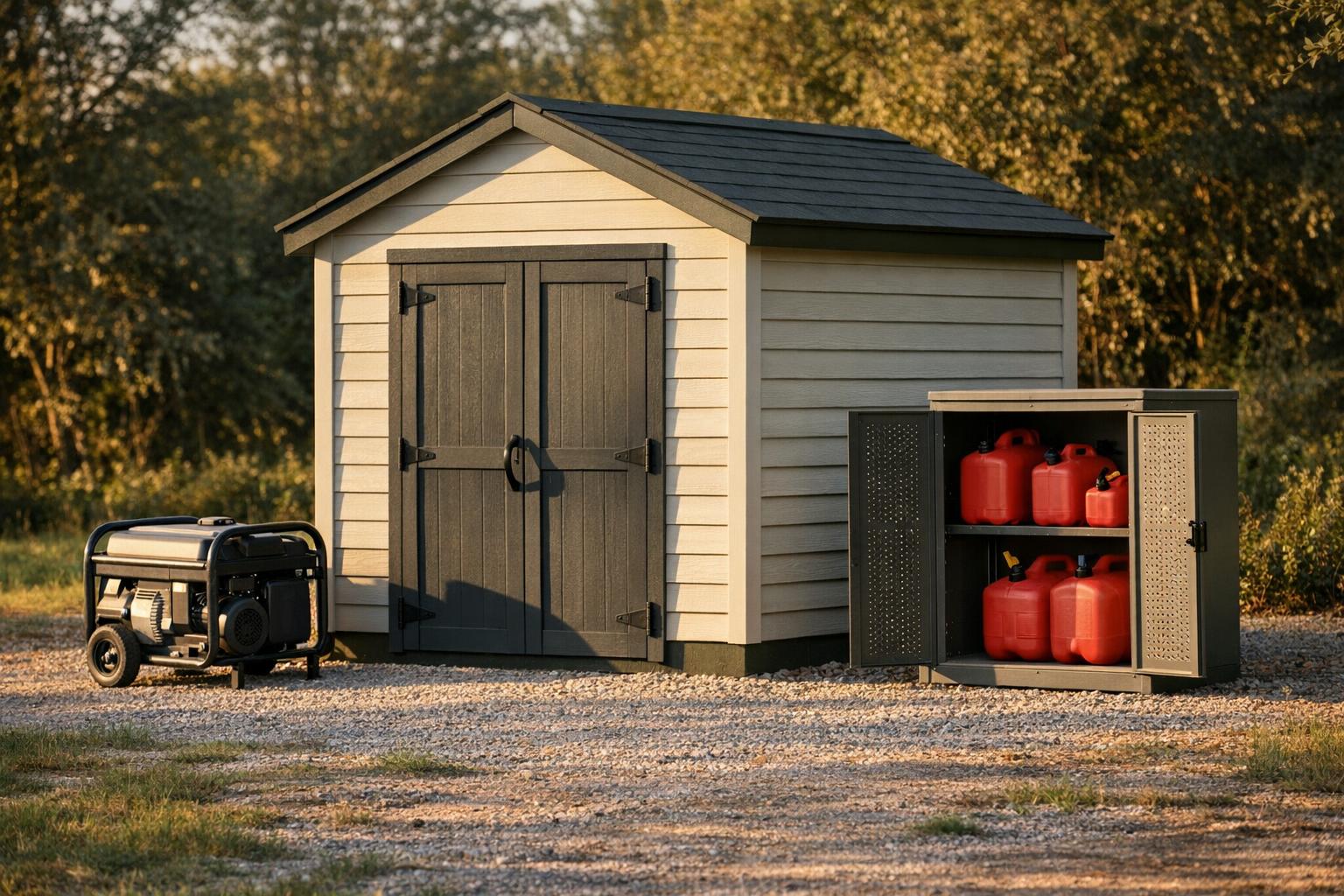 Storing Generator Fuel Safely: Gasoline and Propane at Home AI-generated editorial illustration.